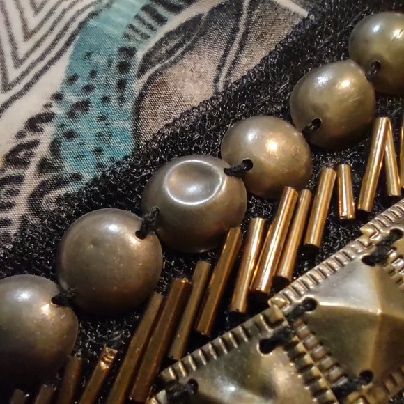 DRESS BARN jewel tone and gold filigree design with metal buttons - Picture 9 of 9